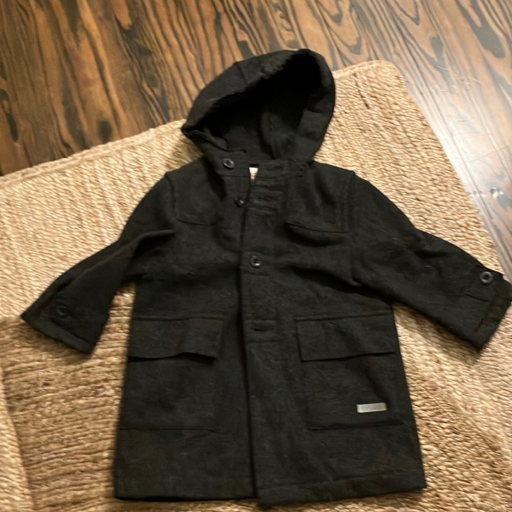 Petit Bateau charcoal pea coat size 3 (94cm) EUC